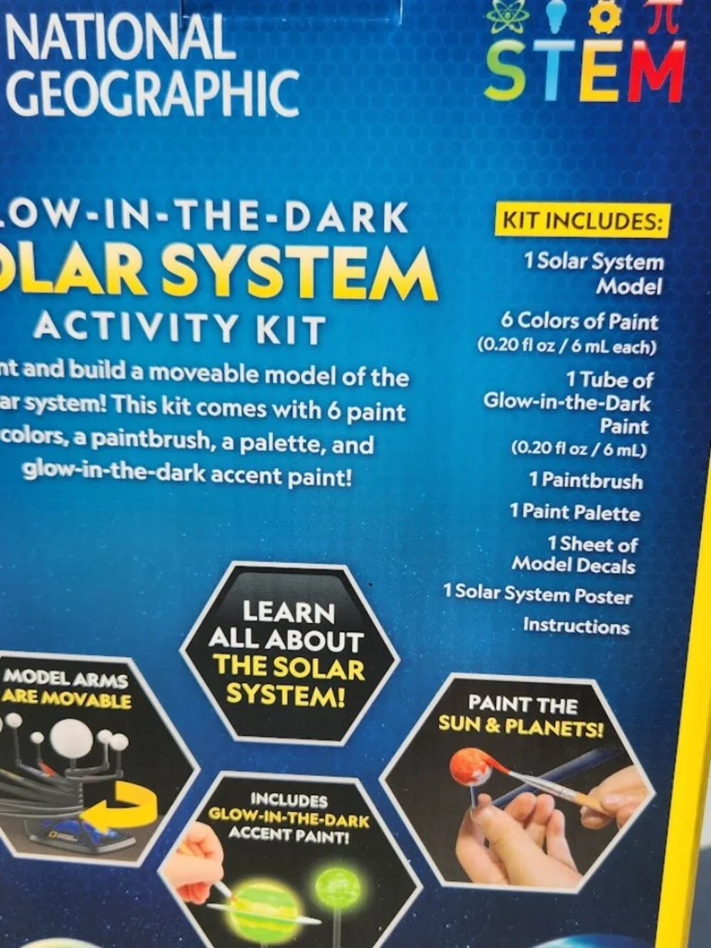 New National Geographic Glow-in-the-Dark Solar System Model Kit for Kids - Build